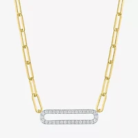 Diamond Addiction (G-H / I1-I2) Womens 1/5 CT. Lab Grown White Diamond 14K Gold Over Silver Sterling Silver Paperclip 18 Inch Pendant Necklace