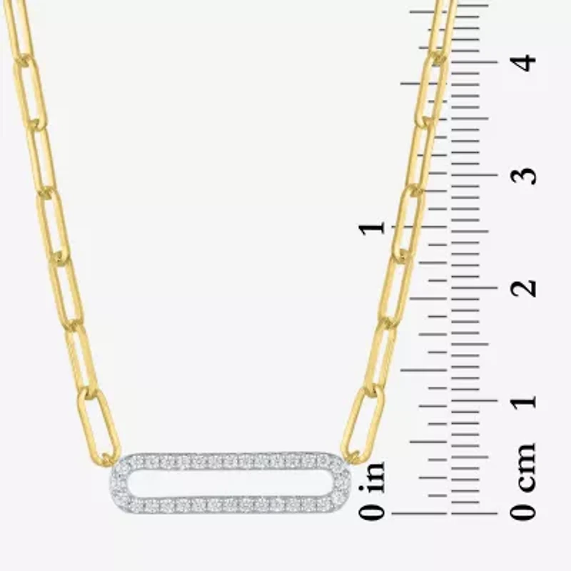 Diamond Addiction (G-H / I1-I2) Womens 1/5 CT. Lab Grown White Diamond 14K Gold Over Silver Sterling Silver Paperclip 18 Inch Pendant Necklace