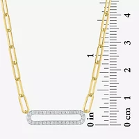 Diamond Addiction (G-H / I1-I2) Womens 1/5 CT. Lab Grown White Diamond 14K Gold Over Silver Sterling Silver Paperclip 18 Inch Pendant Necklace
