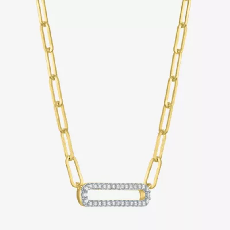 Diamond Addiction (G-H / I1-I2) Womens 1/5 CT. Lab Grown White Diamond 14K Gold Over Silver Sterling Silver Paperclip 18 Inch Pendant Necklace
