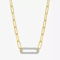 Diamond Addiction (G-H / I1-I2) Womens 1/5 CT. Lab Grown White Diamond 14K Gold Over Silver Sterling Silver Paperclip 18 Inch Pendant Necklace