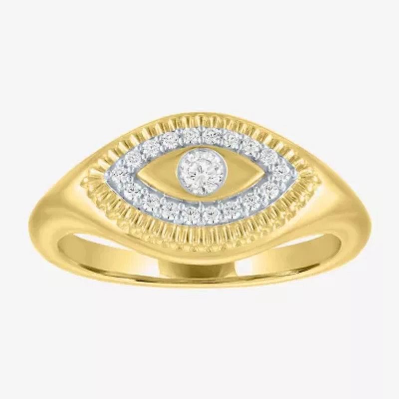Diamond Addiction (G-H, I1-I2) Womens 1/6 CT. T.W. Lab Grown White 14K Gold Over Silver Sterling Evil Eye Cocktail Ring