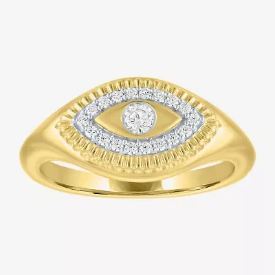 Diamond Addiction (G-H, I1-I2) Womens 1/6 CT. T.W. Lab Grown White 14K Gold Over Silver Sterling Evil Eye Cocktail Ring