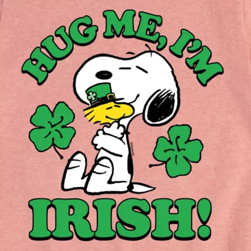 Hug Me Im Irish Big Kid Girls Crew Neck Short Sleeve Peanuts T-Shirt