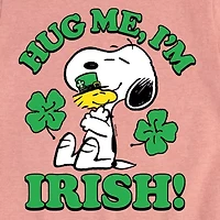 Hug Me Im Irish Big Kid Girls Crew Neck Short Sleeve Peanuts T-Shirt