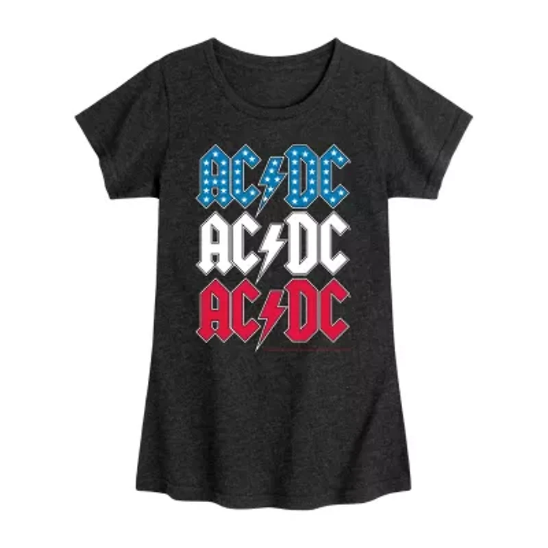 AC/DC Usa Big Kid Girls Crew Neck Short Sleeve T-Shirt