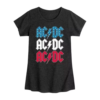 AC/DC Usa Big Kid Girls Crew Neck Short Sleeve T-Shirt