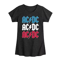 AC/DC Usa Big Kid Girls Crew Neck Short Sleeve T-Shirt