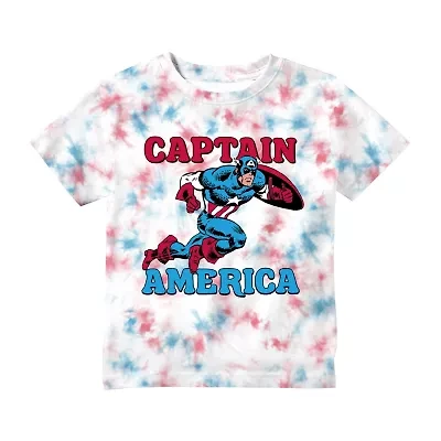 Disney Collection Little & Big Kid Boys Crew Neck Short Sleeve Regular Fit Captain America Graphic T-Shirt