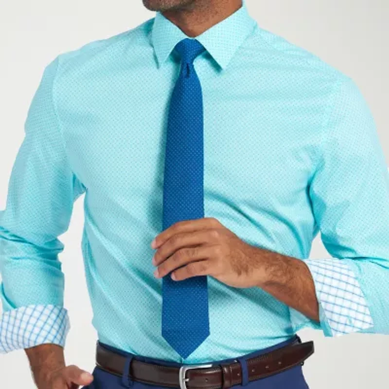 Nick Graham Mens Spread Collar Long Sleeve Shirt + Tie Set