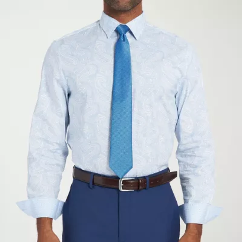 Nick Graham Mens Spread Collar Long Sleeve Shirt + Tie Set