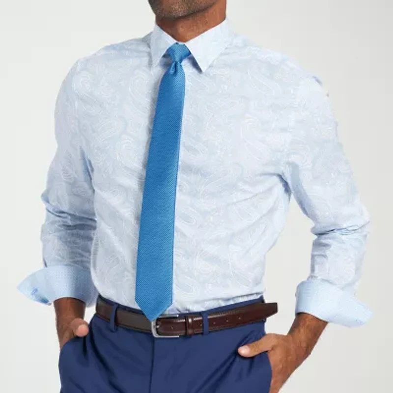 Nick Graham Mens Spread Collar Long Sleeve Shirt + Tie Set