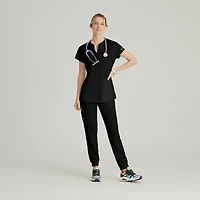 Skechers Skt259 Coast 2-Pocket Top Womens V Neck Short Sleeve Tag Free Stretch Fabric Moisture Wicking Scrub