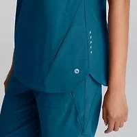 Barco One Bot216 Flux 2-Pocket Banded Zip Collar Womens High Neck Short Sleeve Wrinkle Resistant Scrub Top