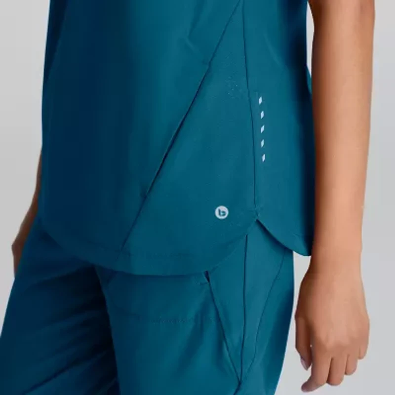 Barco One Bot216 Flux 2-Pocket Banded Zip Collar Womens Plus Tall High Neck Short Sleeve Wrinkle Resistant Scrub Top