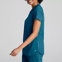 Barco One Bot216 Flux 2-Pocket Banded Zip Collar Womens Plus Tall High Neck Short Sleeve Wrinkle Resistant Scrub Top