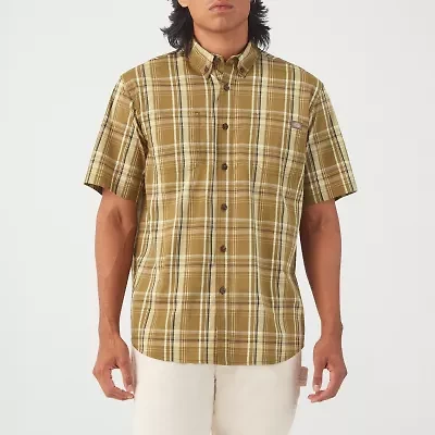 Dickies Flex Mens Short Sleeve Relaxed Fit Stretch Fabric Button-Down Shirt