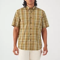 Dickies Flex Mens Short Sleeve Relaxed Fit Stretch Fabric Button-Down Shirt