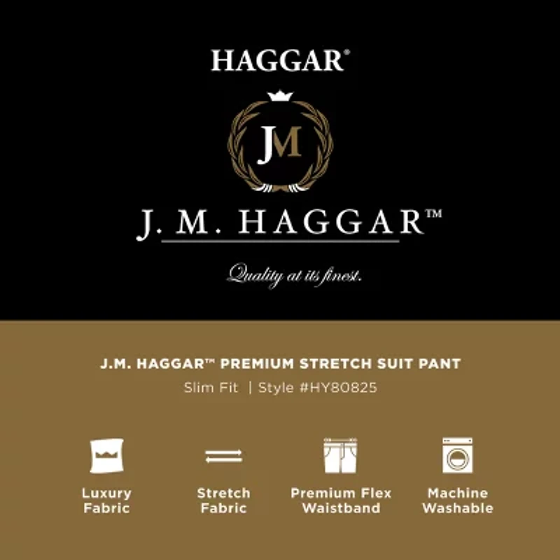 Haggar JMH 4 Way Stretch Houndstooth Mens Slim Fit Flat Front Suit Pant