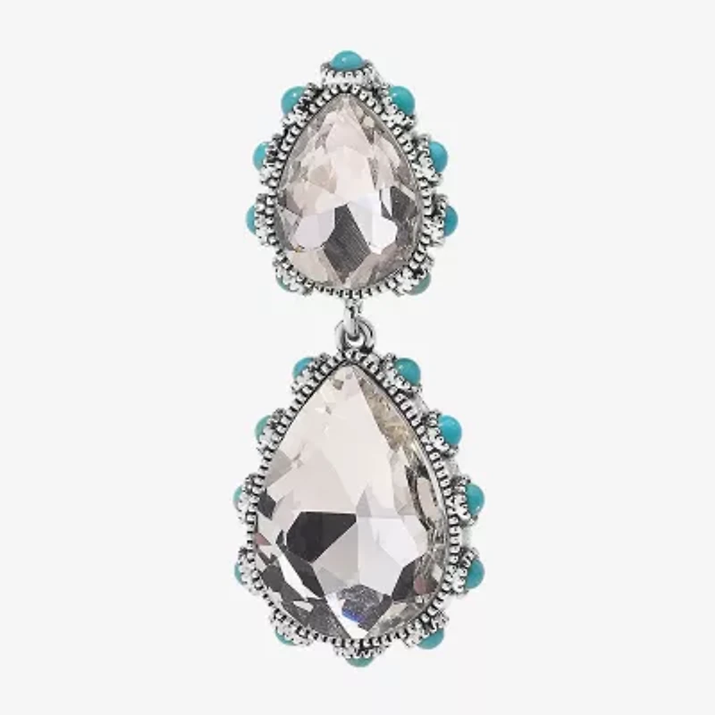 Bijoux Bar Silver Tone Womens Crystal Drop Earrings