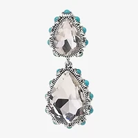 Bijoux Bar Silver Tone Womens Crystal Drop Earrings