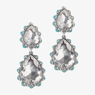 Bijoux Bar Silver Tone Womens Crystal Drop Earrings