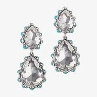 Bijoux Bar Silver Tone Womens Crystal Drop Earrings