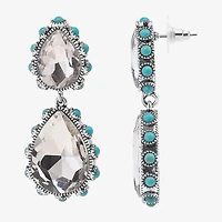 Bijoux Bar Silver Tone Womens Crystal Drop Earrings