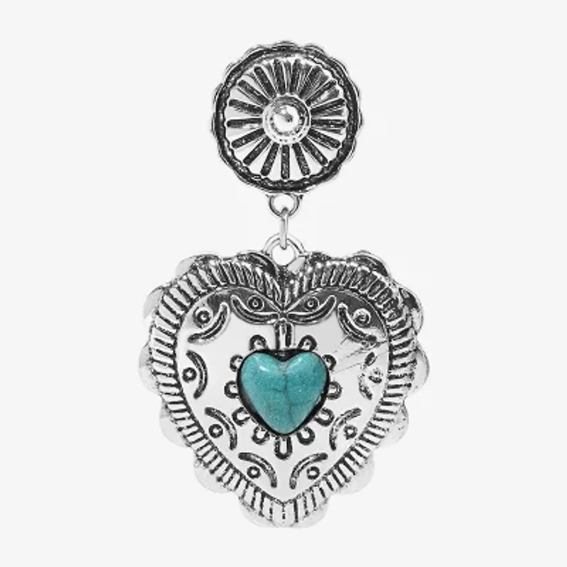 Bijoux Bar Silver Tone Womens Heart Drop Earrings