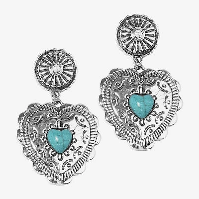Bijoux Bar Silver Tone Womens Heart Drop Earrings