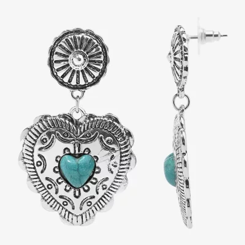 Bijoux Bar Silver Tone Womens Heart Drop Earrings