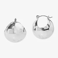 Bijoux Bar Silver Tone Womens 1 Inch Hoop Earrings
