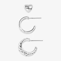 Bijoux Bar Delicates Womens Heart 3 Pair Earring Set