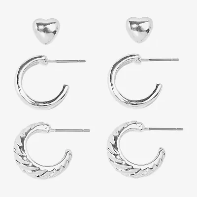 Bijoux Bar Delicates Womens Heart 3 Pair Earring Set