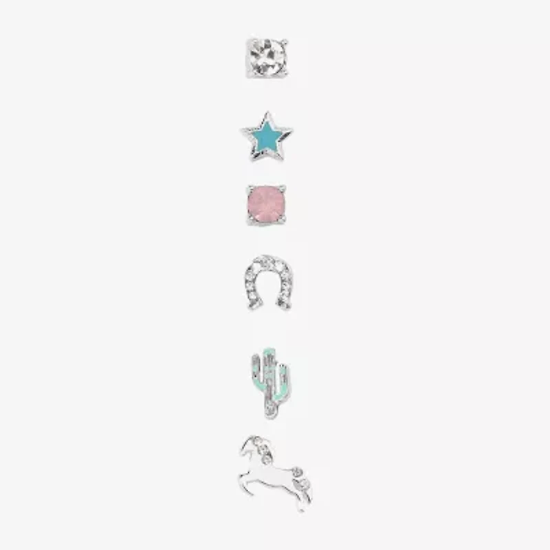 Bijoux Bar Delicates Western Womens Crystal Star 6 Pair Earring Set