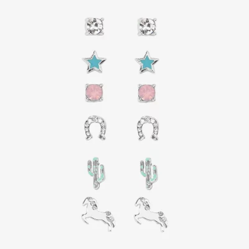 Bijoux Bar Delicates Western Womens Crystal Star 6 Pair Earring Set
