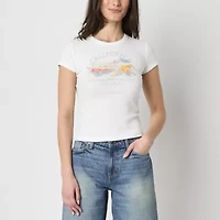 Arizona Womens Juniors Crew Neck Short Sleeve Graphic T-Shirt