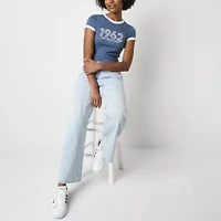 Arizona Womens Crew Neck Short Sleeve Juniors Graphic T-Shirt