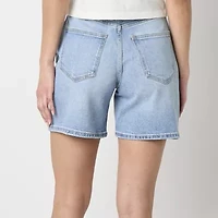 Arizona Womens Mid Rise-Juniors Denim Short