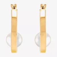 Womens Dyed White 10K Gold 17mm Hoop Earrings
