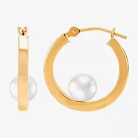 Womens Dyed White 10K Gold 17mm Hoop Earrings