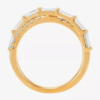 (H-I / Si1-Si2) Womens 2.5MM 1 CT. T.W. Lab Grown White Diamond 10K Gold Crossover Band