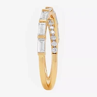 (H-I / Si1-Si2) Womens 2.5MM 1 CT. T.W. Lab Grown White Diamond 10K Gold Crossover Band