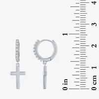 Diamond Addiction (G-H / I1-I2) Womens 1/10 CT. T.W. Lab Grown White Diamond Sterling Silver 22mm Cross Hoop Earrings