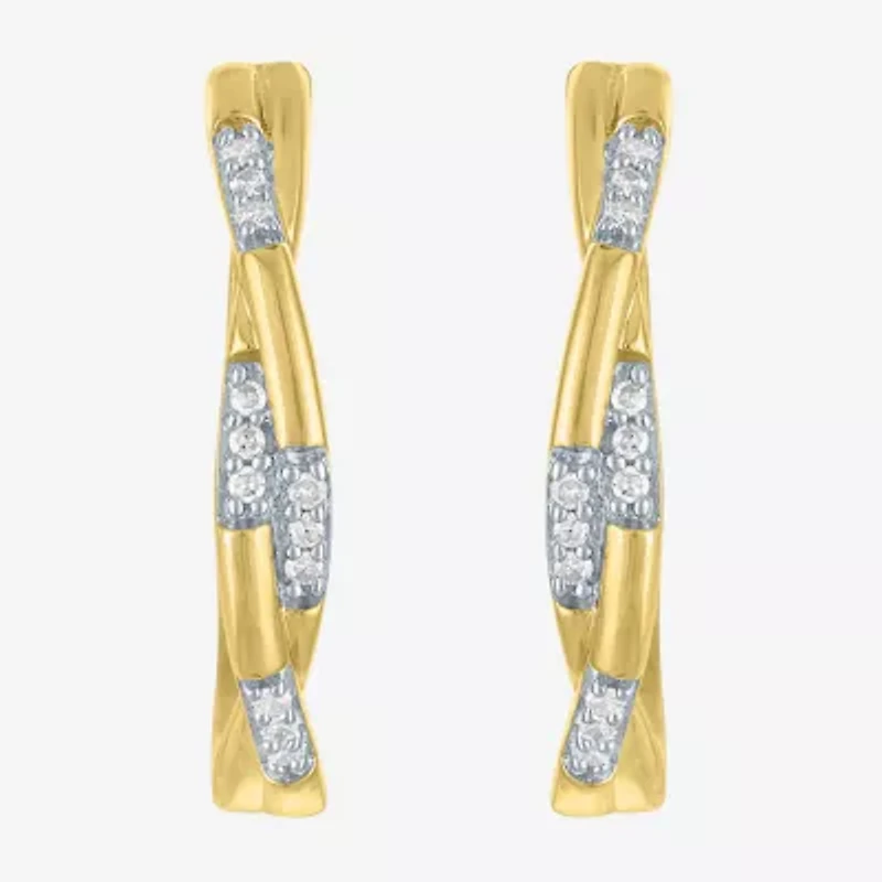 Diamond Addiction (G-H / I1-I2) Womens 1/ CT. T.W. Lab Grown White Diamond 14K Gold Over Silver Sterling Silver 20mm Hoop Earrings