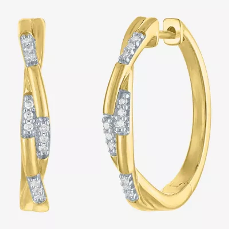 Diamond Addiction (G-H / I1-I2) Womens 1/ CT. T.W. Lab Grown White Diamond 14K Gold Over Silver Sterling Silver 20mm Hoop Earrings