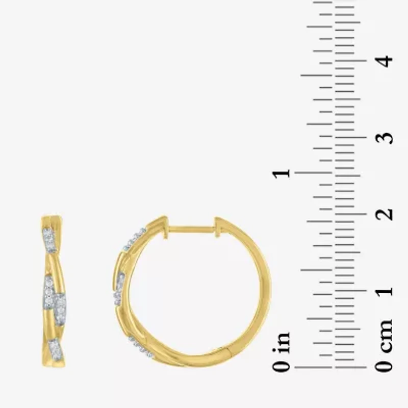 Diamond Addiction (G-H / I1-I2) Womens 1/ CT. T.W. Lab Grown White Diamond 14K Gold Over Silver Sterling Silver 20mm Hoop Earrings