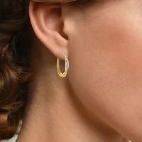 Diamond Addiction (G-H / I1-I2) Womens 1/ CT. T.W. Lab Grown White Diamond 14K Gold Over Silver Sterling Silver 20mm Hoop Earrings