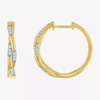 Diamond Addiction (G-H / I1-I2) Womens 1/ CT. T.W. Lab Grown White Diamond 14K Gold Over Silver Sterling Silver 20mm Hoop Earrings