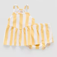 Okie Dokie Baby Girls Sleeveless Striped Dress Set